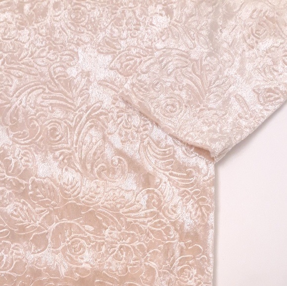 Pink Rose Pattern Velour Long Sleeve Mini Dress Women’s XL Valentines Day Dress - Picture 4 of 6